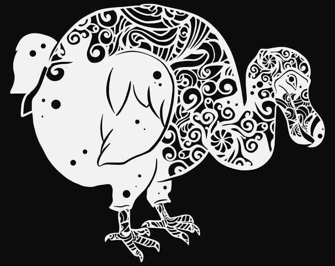 dodo bird mandala svg cut file, glowforge file, vinyl template, laser cut file, bird svg, cuttable animal svg, clipart png