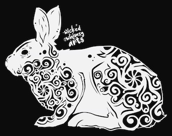 bunny rabbit mandala svg cut file, glowforge file, vinyl template, laser cut file, animal svg, cuttable animal svg, clipart png