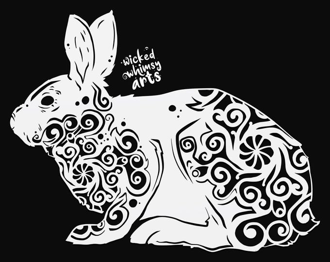bunny rabbit mandala svg cut file, glowforge file, vinyl template, laser cut file, animal svg, cuttable animal svg, clipart png