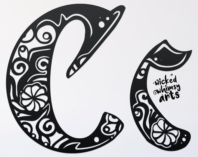 C mandala svg cut file, alphabet letter cut file, glowforge svg, vinyl template, laser cut file, cuttable monogram svg, clipart png