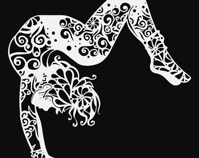 gymnast mandala svg cut file, glowforge file, vinyl template, laser cut file, lifestyle svg, cuttable laser svg, clipart png