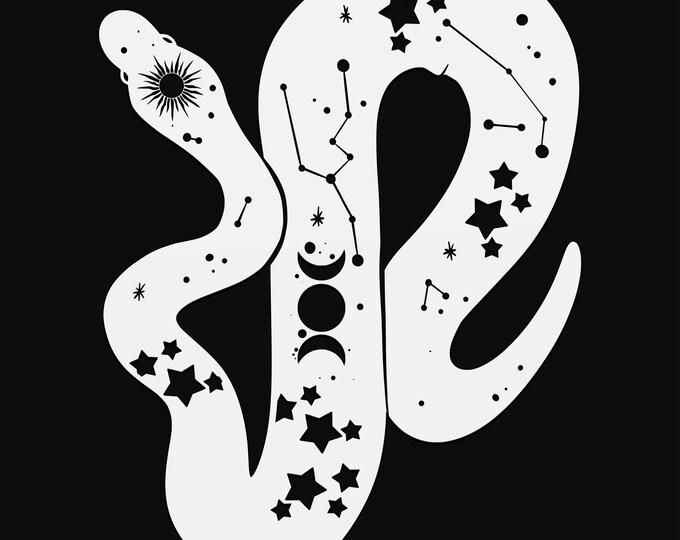 celestial ball python svg cut file, snake glowforge file, vinyl template, laser cut file, amphibian svg, cuttable animal svg, clipart png