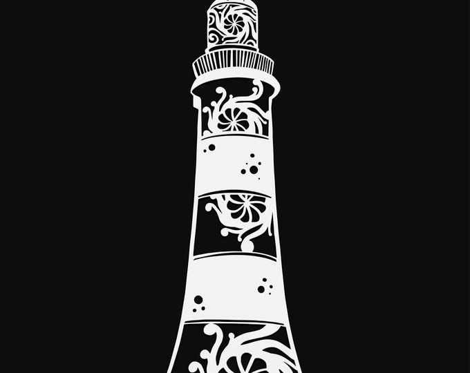 lighthouse mandala svg cut file, glowforge file, vinyl template, laser cut file, nautical svg, cuttable lighthouse svg, clipart png