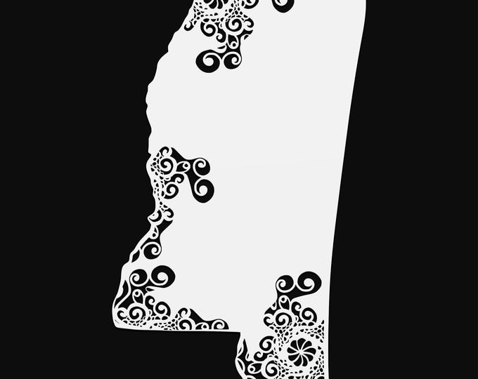 mississippi mandala svg, geography cut file, glowforge svg, united states vinyl template, laser cut file, cuttable map svg, MS clipart png
