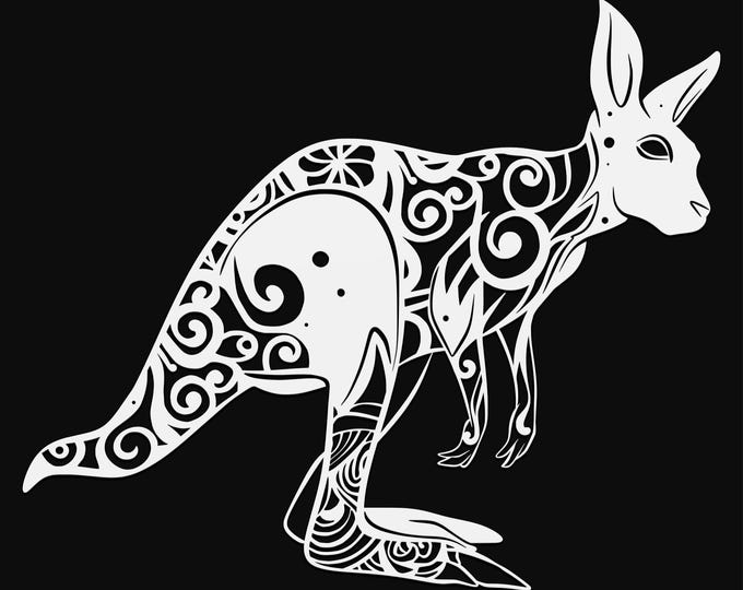 kangaroo mandala svg cut file, glowforge animal file, vinyl template, laser cut file, australia svg, cuttable animal svg, clipart png