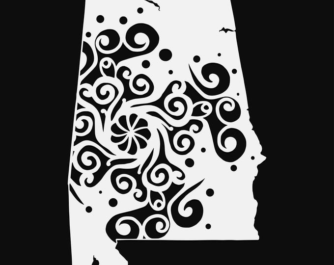 alabama mandala svg file, geography cut file, glowforge svg, united states vinyl template, laser cut file, cuttable map svg, AL clipart png