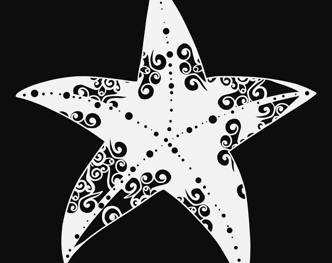 starfish mandala svg cut file, glowforge file, vinyl template, laser cut file, animals svg, cuttable animal svg, clipart png