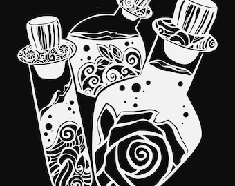 floral potion bottles svg cut file, glowforge file, vinyl template, laser cut file, pagan svg, cuttable wicca svg, clipart png