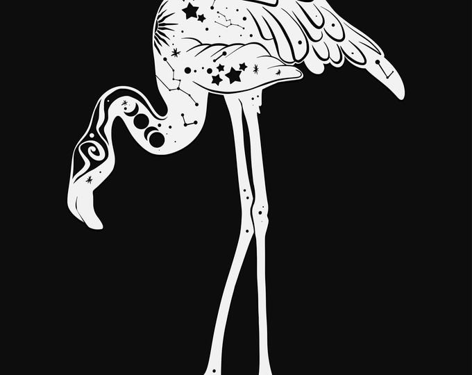 celestial flamingo svg cut file, glowforge file, vinyl template, laser cut file, bird svg, cuttable animal svg, clipart png