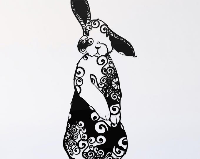 bunny rabbit mandala svg cut file, glowforge file, vinyl template, laser cut file, animal svg, cuttable animal svg, clipart png