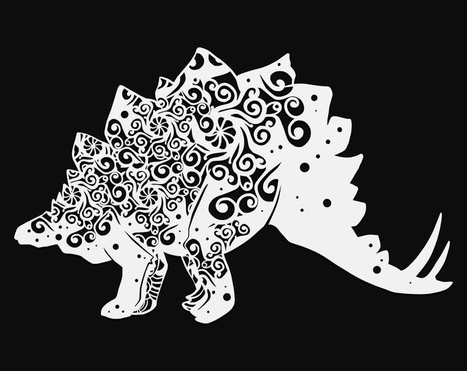 stegosaurus mandala svg cut file, glowforge file, vinyl template, laser cut file, dinosaur svg, cuttable animal svg, clipart png