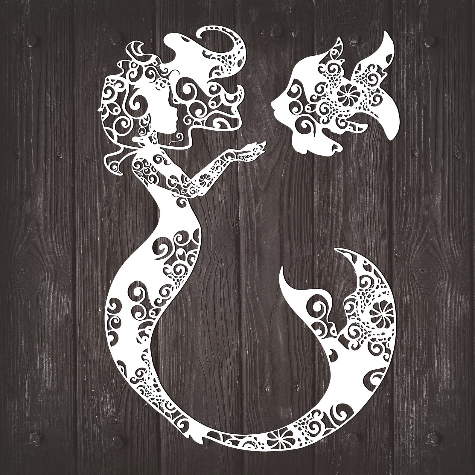 Mermaid Svg Mandala Svg Mermaid Mandala Svg Svg Laser Wood | Etsy