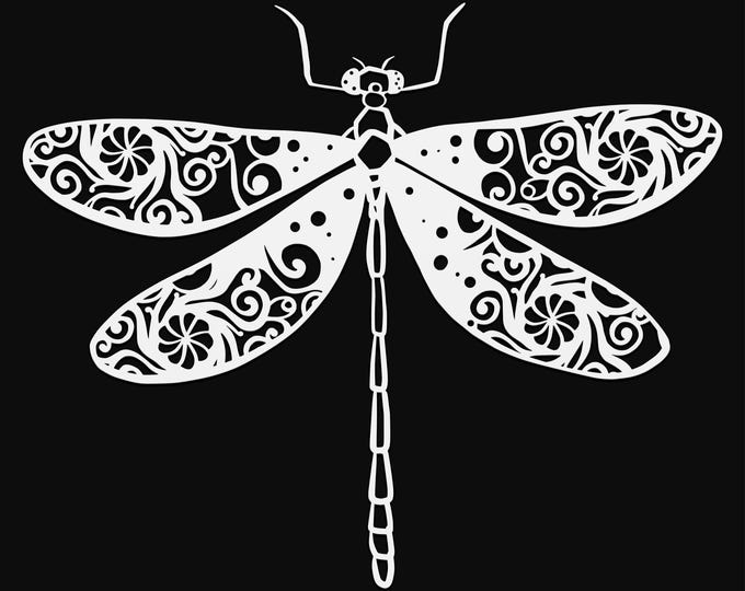 dragonfly mandala svg cut file, glowforge file, monarch vinyl template, dragonfly laser cut file, reptile svg, cuttable bug svg, clipart png