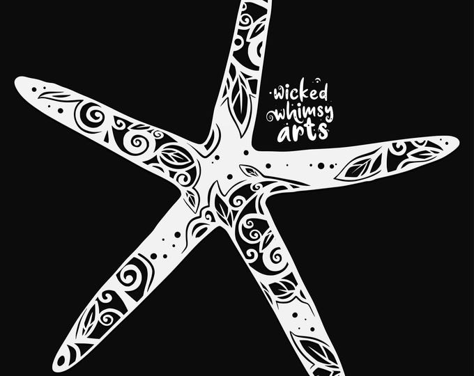 starfish mandala svg cut file, glowforge file, vinyl template, laser cut file, animals svg, cuttable animal svg, clipart png