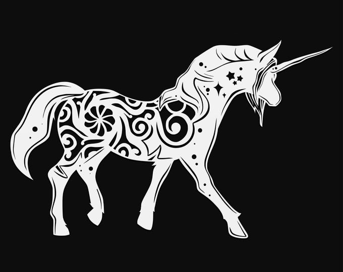 unicorn mandala svg cut file, glowforge file, vinyl template, laser cut file, fantasy svg, cuttable magical svg, clipart png