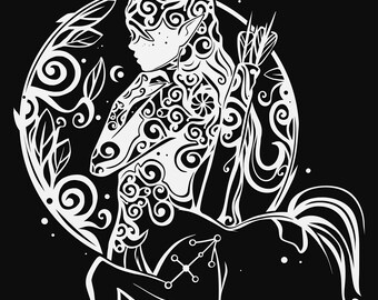 sagittarius zodiac mandala svg cut file, glowforge file, vinyl template, laser cut file, celestial svg, cuttable pagan svg, clipart png