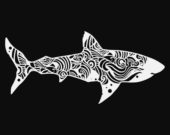 great white shark mandala svg cut file, glowforge file, vinyl template, laser cut file, animals svg, cuttable animal svg, clipart png