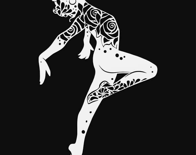 ballet mandala svg cut file, glowforge file, vinyl template, laser cut file, lifestyle svg, cuttable laser svg, clipart png