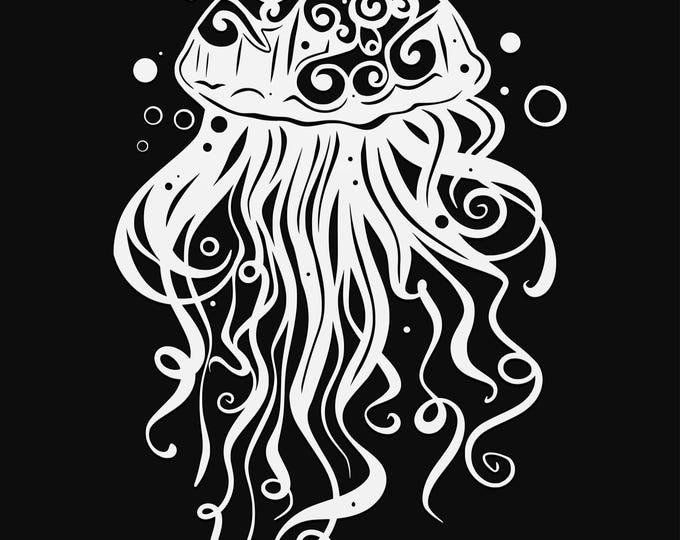 jellyfish mandala svg cut file, glowforge file, vinyl template, laser cut file, animals svg, cuttable animal svg, clipart png