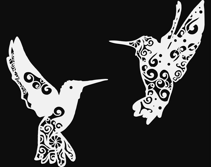 hummingbird mandala svg cut file, glowforge file, vinyl template, laser cut file, bird svg, cuttable animal svg, clipart png