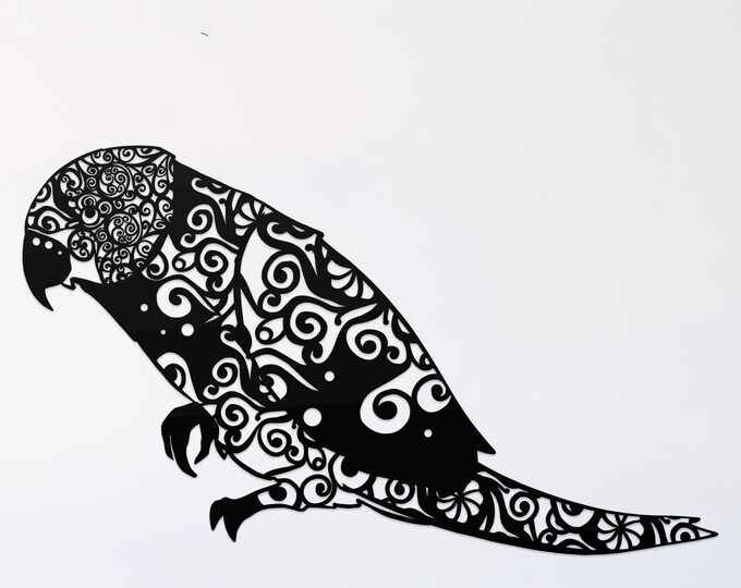 parrot mandala svg cut file, glowforge file, vinyl template, laser cut file, bird svg, cuttable animal svg, clipart png