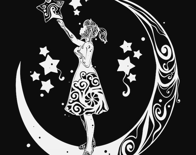woman and stars mandala svg cut file, glowforge file, vinyl template, laser cut file, celestial svg, cuttable pagan svg, clipart png