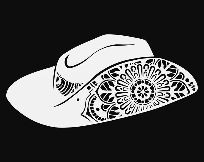 hat mandala svg cut file, glowforge file, vinyl template, laser cut file, lifestyle svg, cuttable laser svg, clipart png