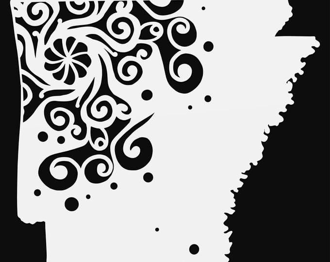 arkansas mandala svg file, geography cut file, glowforge svg, united states vinyl template, laser cut file, cuttable map svg, AR clipart png