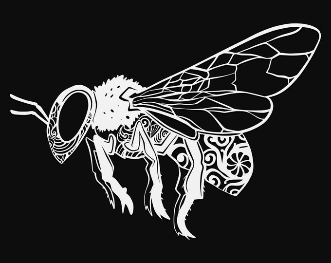 bee mandala svg cut file, glowforge file, vinyl template, laser cut file, bumblebee svg, cuttable bug svg, clipart png