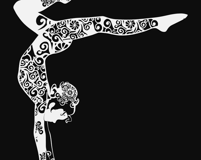 gymnast mandala svg cut file, glowforge file, vinyl template, laser cut file, lifestyle svg, cuttable laser svg, clipart png