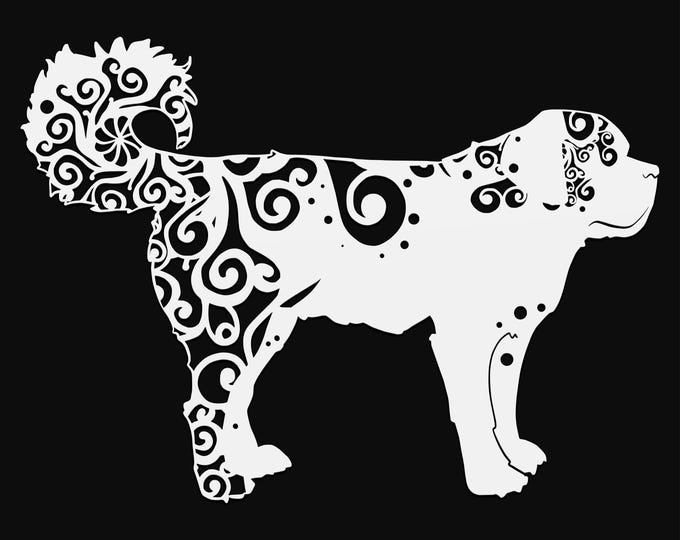 st. bernard dog mandala svg file, glowforge file, vinyl template, laser cut file, animal svg, cuttable animal svg, clipart png