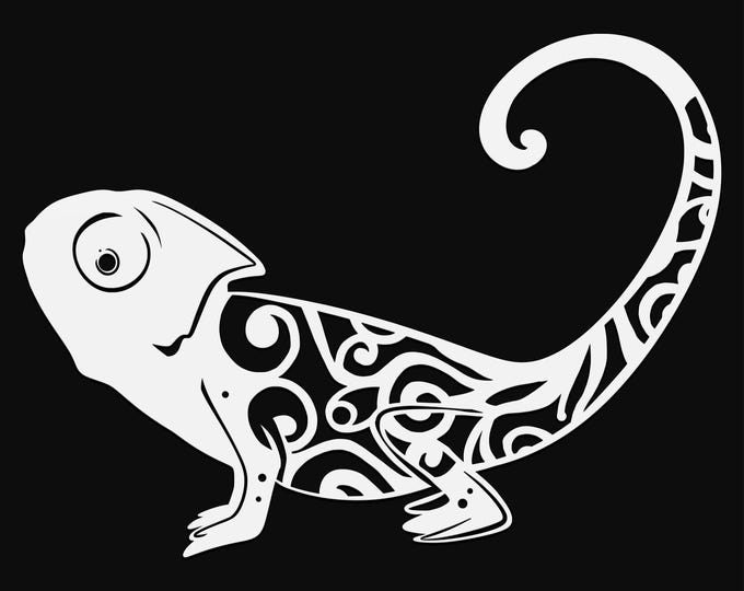 chameleon mandala svg cut file, glowforge file, vinyl template, laser cut file, reptile svg, cuttable animal svg, clipart png