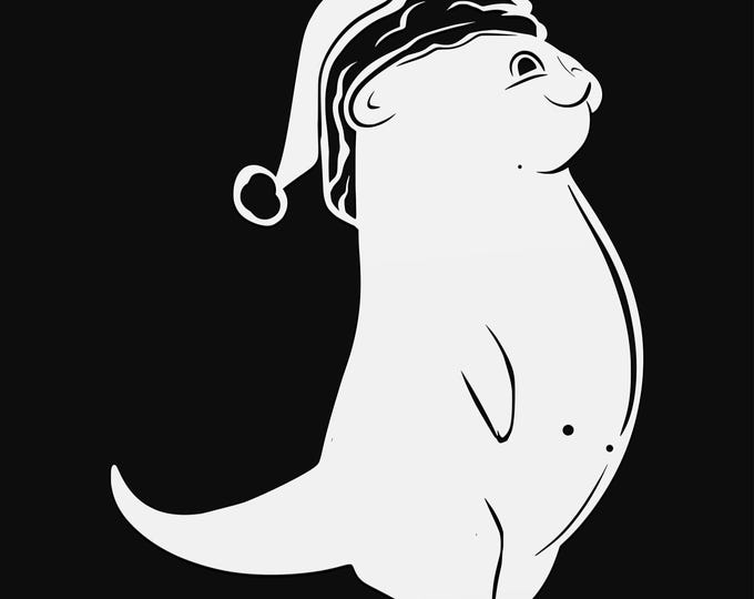 christmas otter svg cut file, glowforge file, vinyl template, laser cut file, seasonal svg, cuttable holiday svg, clipart png