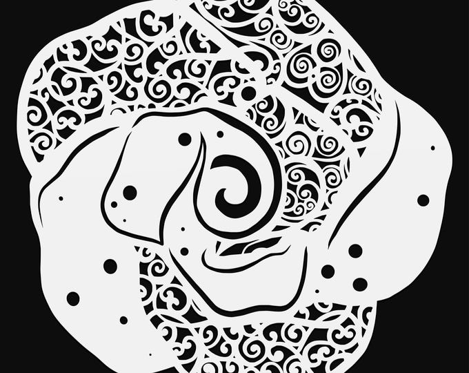 rose mandala svg cut file, glowforge file, flower vinyl template, laser cut file, plant svg, cuttable botany svg, clipart png