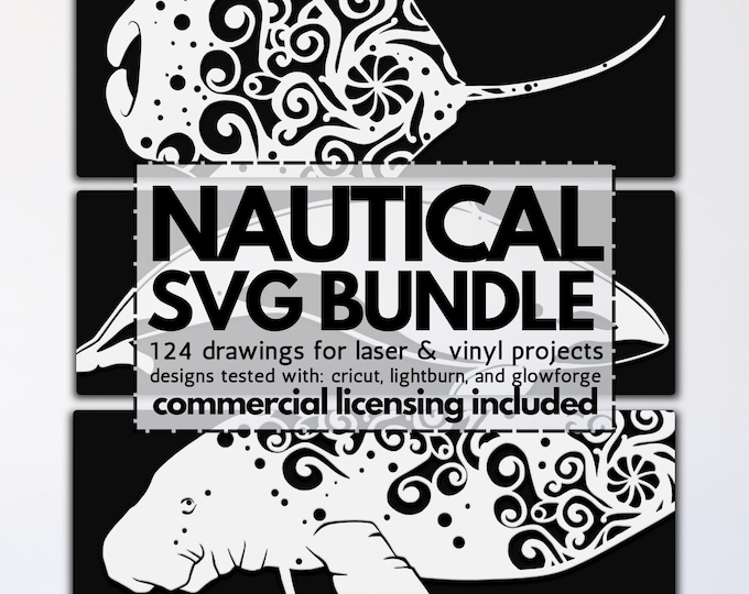 fish mandala svg bundle, glowforge nautical bundle, vinyl sea life templates, fish laser files, animals svgs, fish cut svg, ocean cliparts