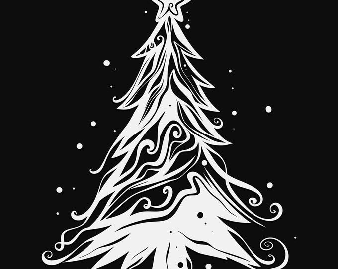inky christmas tree svg cut file, glowforge file, vinyl template, laser cut file, seasonal svg, cuttable holiday svg, clipart png