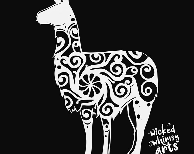 llama mandala svg cut file, glowforge file, vinyl template, squirrel laser cut file, animal svg, cuttable animal svg, clipart png