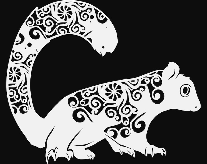 sugar glider mandala svg cut file, glowforge file, vinyl template, squirrel laser cut file, animal svg, cuttable animal svg, clipart png
