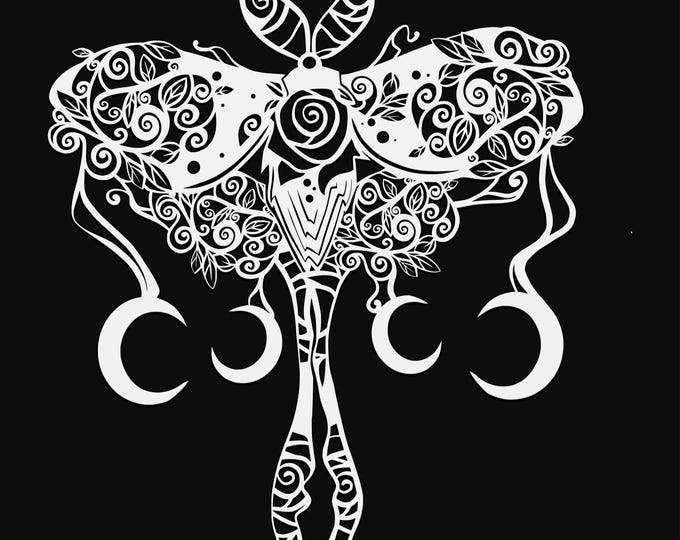 luna moth mandala svg, glowforge file, moon moth vinyl template, moth laser cut file, reptile svg, cuttable bug svg, clipart png