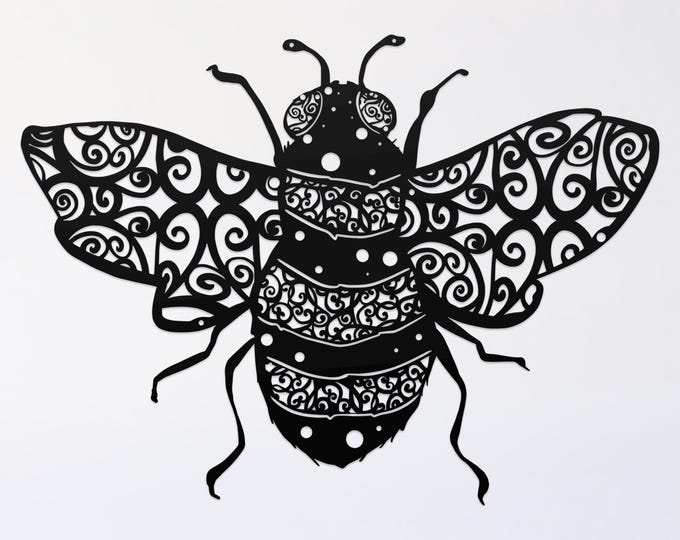 bee mandala svg cut file, glowforge file, vinyl template, laser cut file, bumblebee svg, cuttable bug svg, clipart png