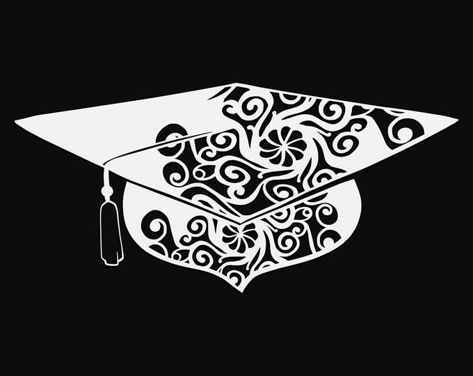 graduation mandala svg cut file, glowforge file, vinyl template, laser cut file, lifestyle svg, cuttable laser svg, clipart png