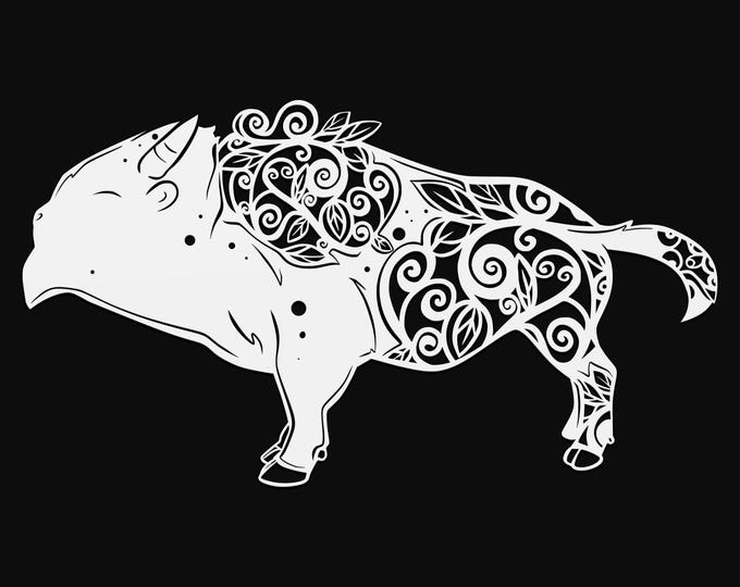 bison mandala svg cut file, glowforge file, vinyl template, laser cut file, animal svg, cuttable animal svg, clipart png