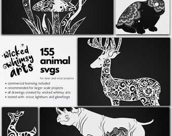 paquete láser mandala animal, archivos de animales Glowforge, plantilla de safari de vinilo, archivos de zoológico láser, svgs de animales, svgs de animales mandala, archivos svg de zoológico