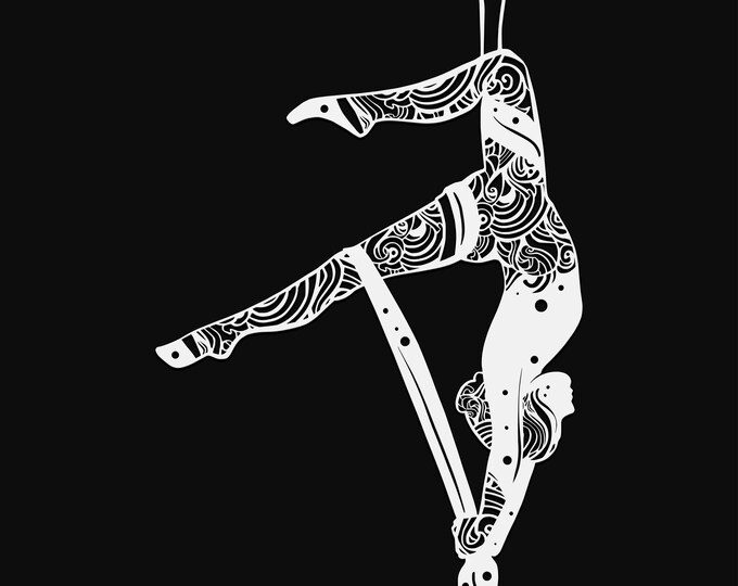 aerial hammock dancer mandala svg cut file, glowforge file, vinyl template, laser cut file, lifestyle svg, cuttable laser svg, clipart png
