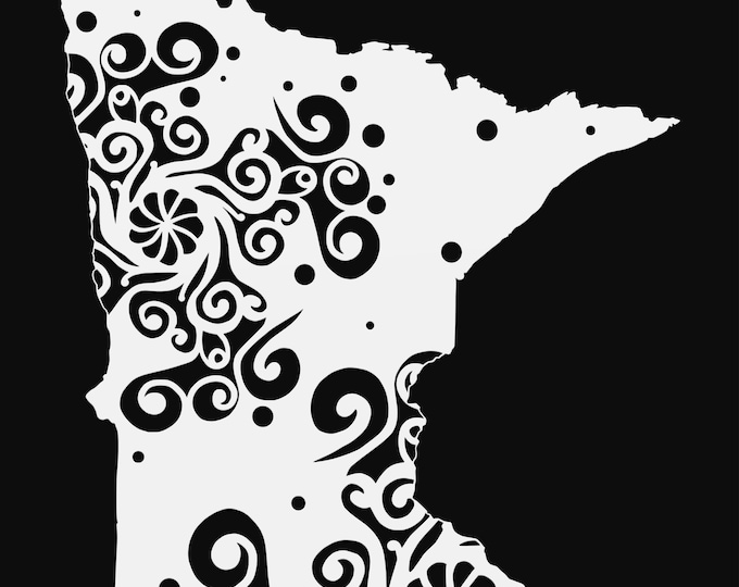 minnesota mandala svg, geography cut file, glowforge svg, united states vinyl template, laser cut file, cuttable map svg, MN clipart png