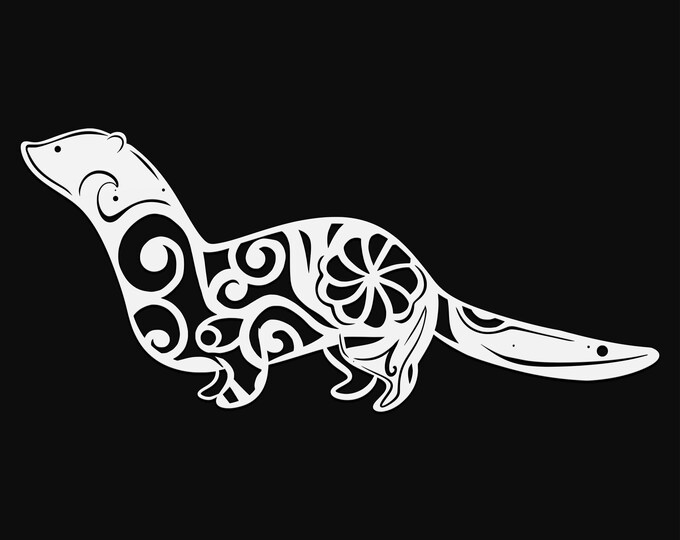 weasel mandala svg cut file, glowforge file, vinyl template, laser cut file, animal svg, cuttable animal svg, clipart png
