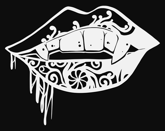 vampire lips mandala svg cut file, glowforge file, vinyl template, laser cut file, seasonal svg, cuttable holiday svg, clipart png