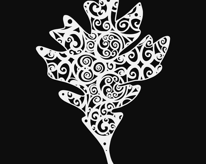 white oak leaf mandala svg cut file, glowforge file, leaf vinyl template, laser cut file, plant svg, cuttable botany svg, clipart png