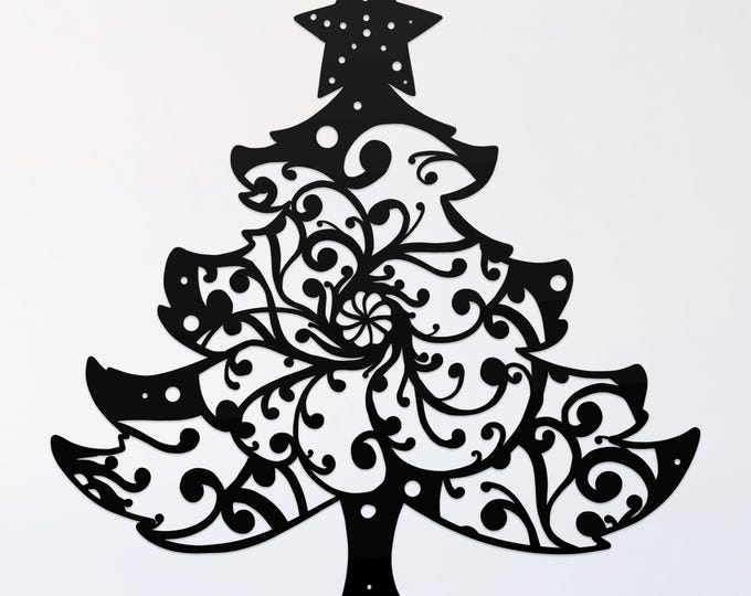 christmas tree mandala svg cut file, glowforge file, vinyl template, laser cut file, seasonal svg, cuttable holiday svg, clipart png