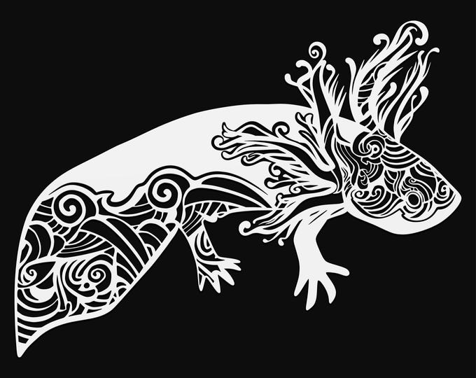 axolotl mandala svg cut file, glowforge file, vinyl template, laser cut file, amphibian svg, cuttable animal svg, clipart png